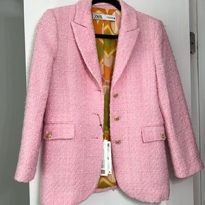 New w tags Zara pink tweed blazer sz XS